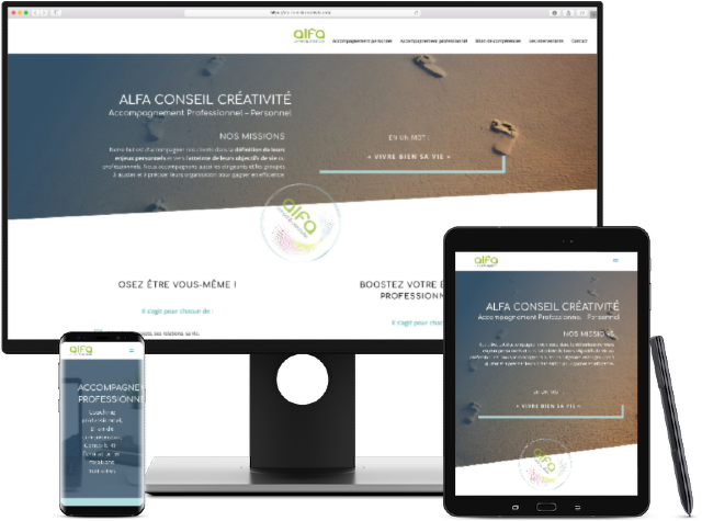 Koralyn Krea • Réalisations Sites WordPress • Site vitrine Alfa Conseil Créativité