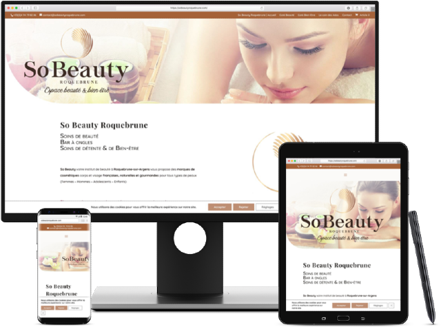 Koralyn Krea • Réalisations Sites WordPress • Site vitrine So Beauty Roquebrune