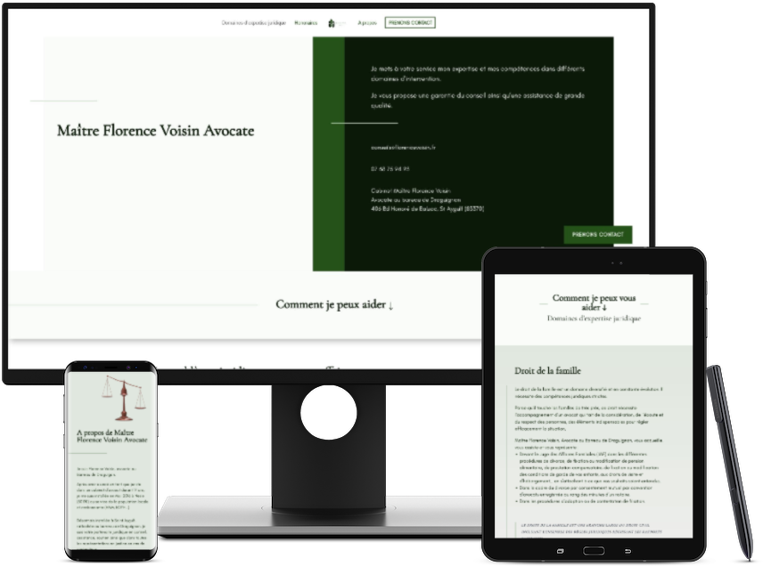 Koralyn Krea • Réalisations Sites WordPress • Site avocate Maïtre Forence Voisin