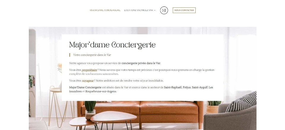 Koralyn Krea • Réalisations Sites WordPress • Site Vitrine Major'Dame Conciergerie Koralyn Krea • Réalisations Sites WordPress • Site Vitrine Major'Dame Conciergerie