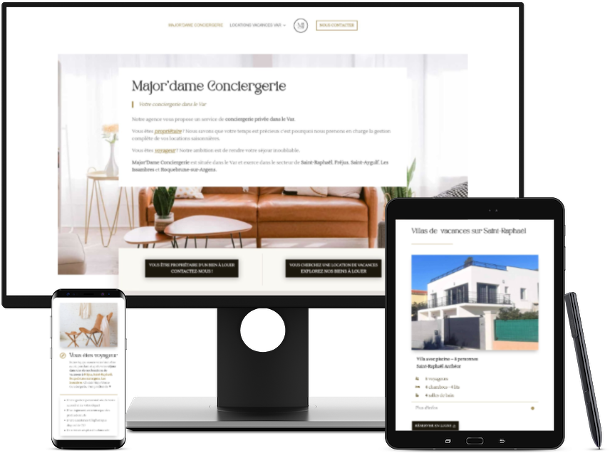 Koralyn Krea • Réalisations Sites WordPress • Site Vitrine Major'Dame Conciergerie